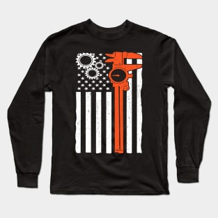 Machinist Flag Tools CNC Machine Operator Machining Long Sleeve T-Shirt